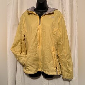 The North Face Yellow Lined Windbreaker Zip Up Hooded Jacket Women's Sz M